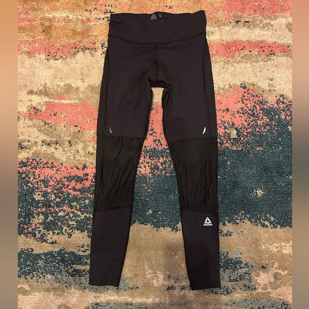 Reebok Black Leggings with Mesh Panels